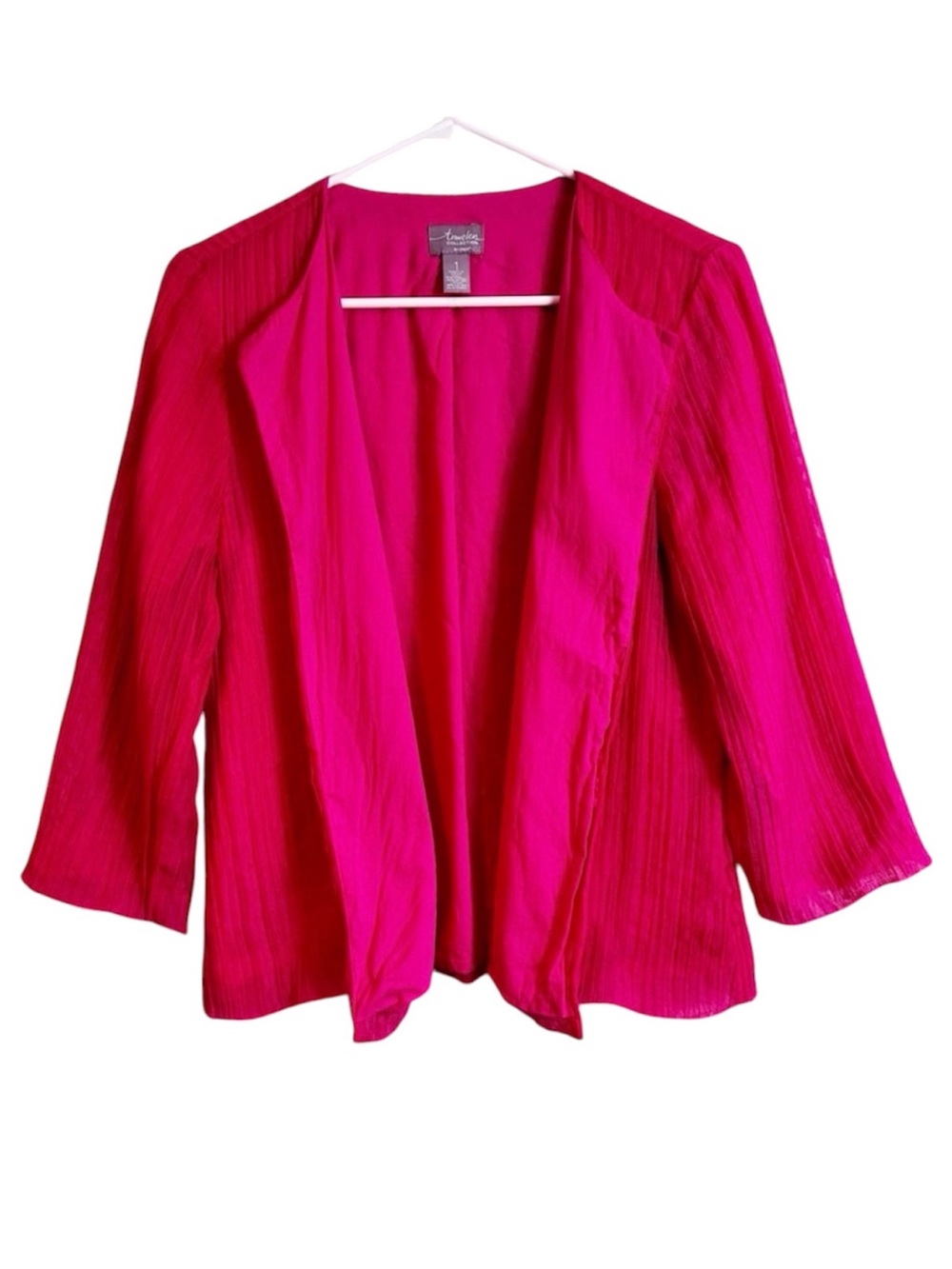 Chicos Travelers Collection Open Front Pink Summer Cover Top